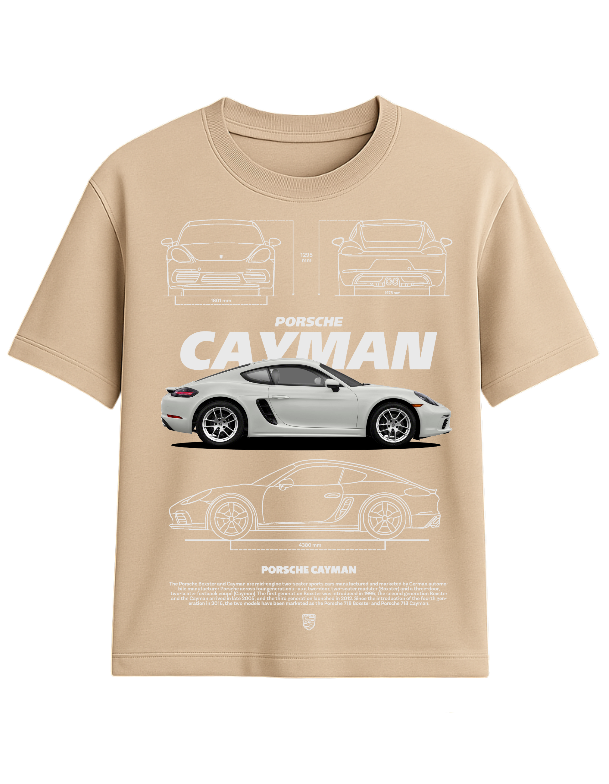 Porsche Cayman Blueprint Graphic T-Shirt  || oversize