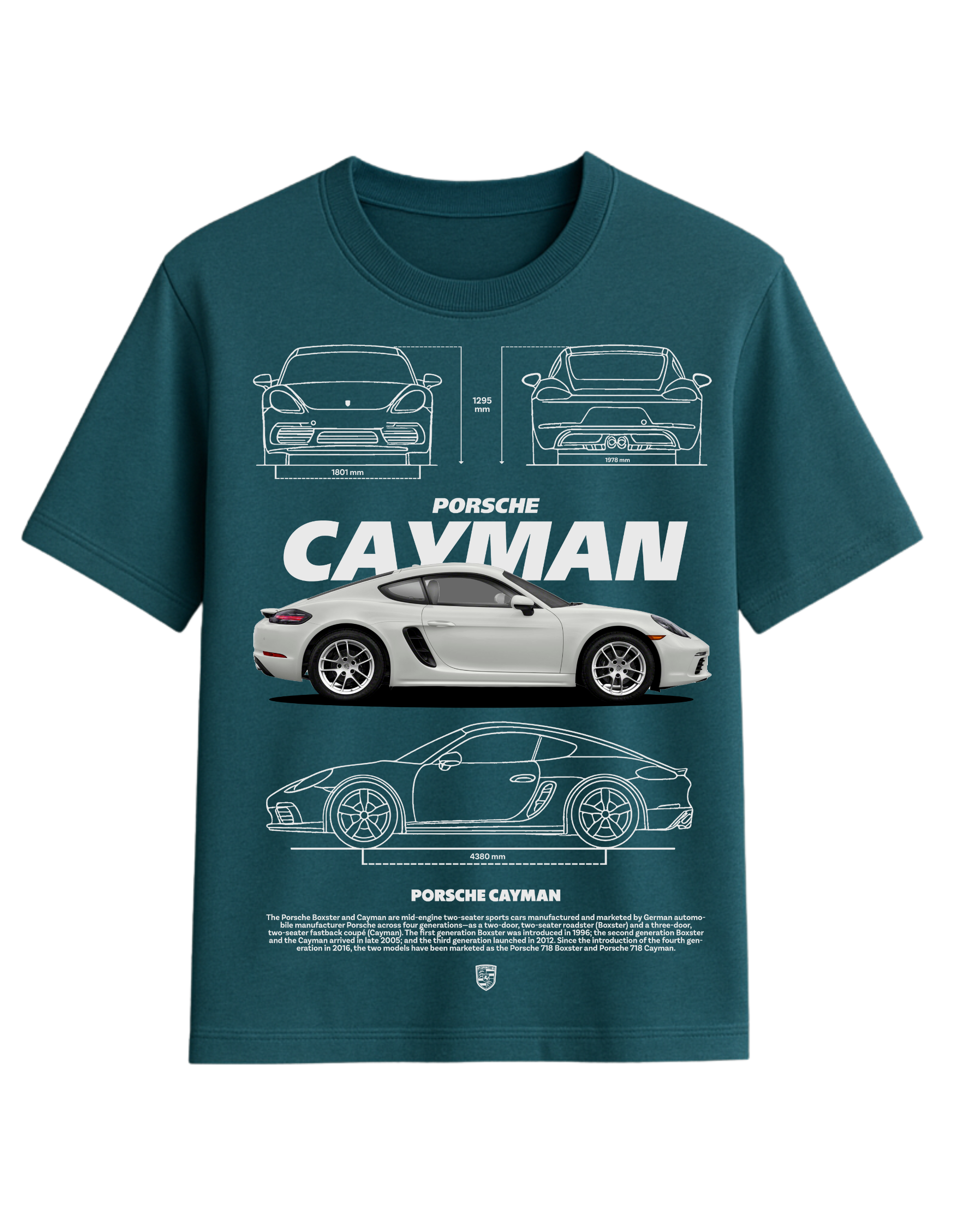 Porsche Cayman Blueprint Graphic T-Shirt  || oversize