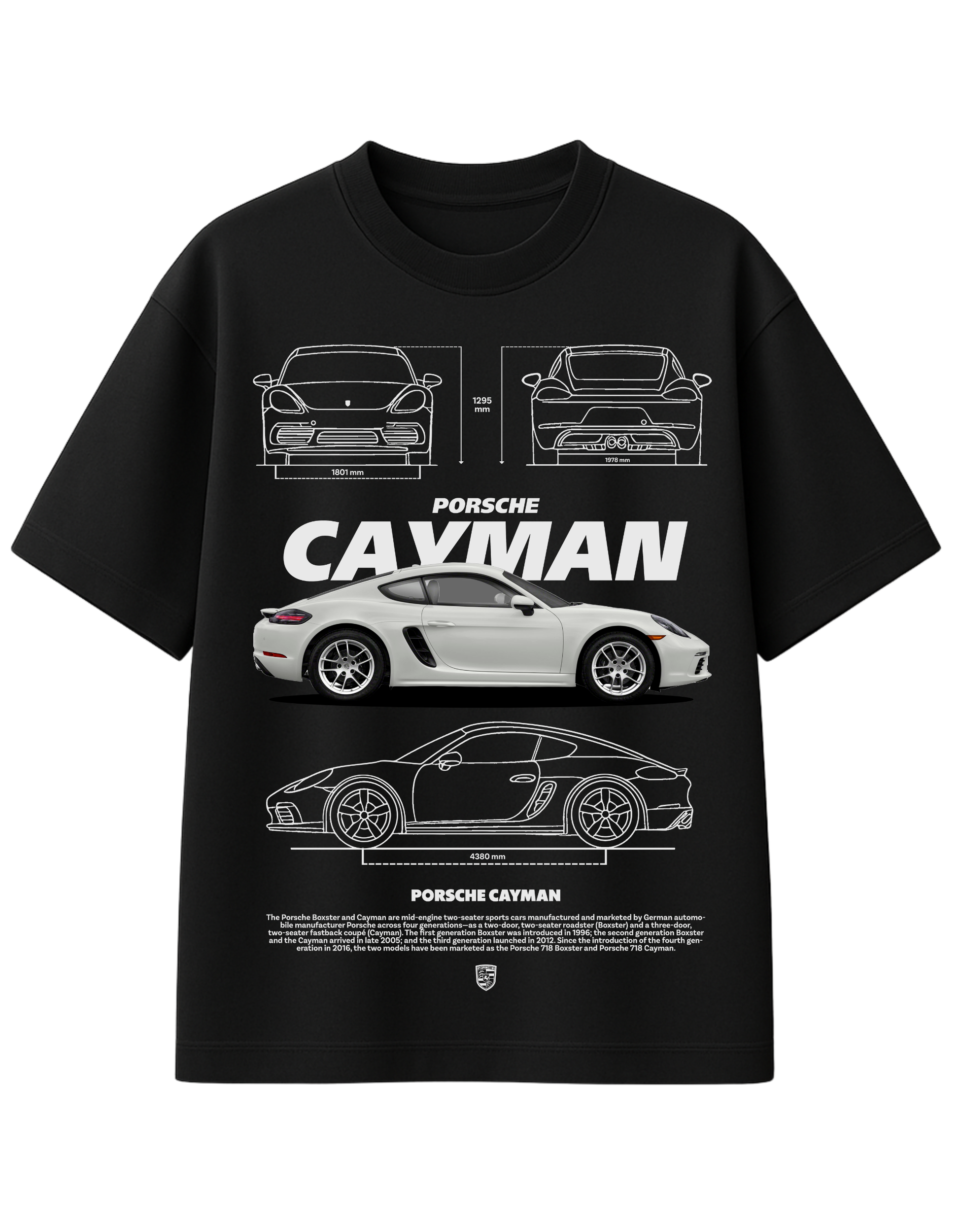 Porsche Cayman Blueprint Graphic T-Shirt  || oversize