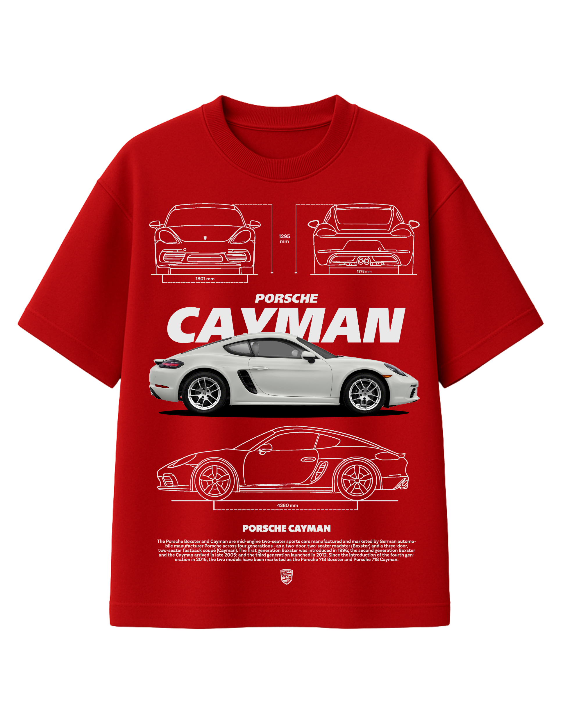 Porsche Cayman Blueprint Graphic T-Shirt  || oversize
