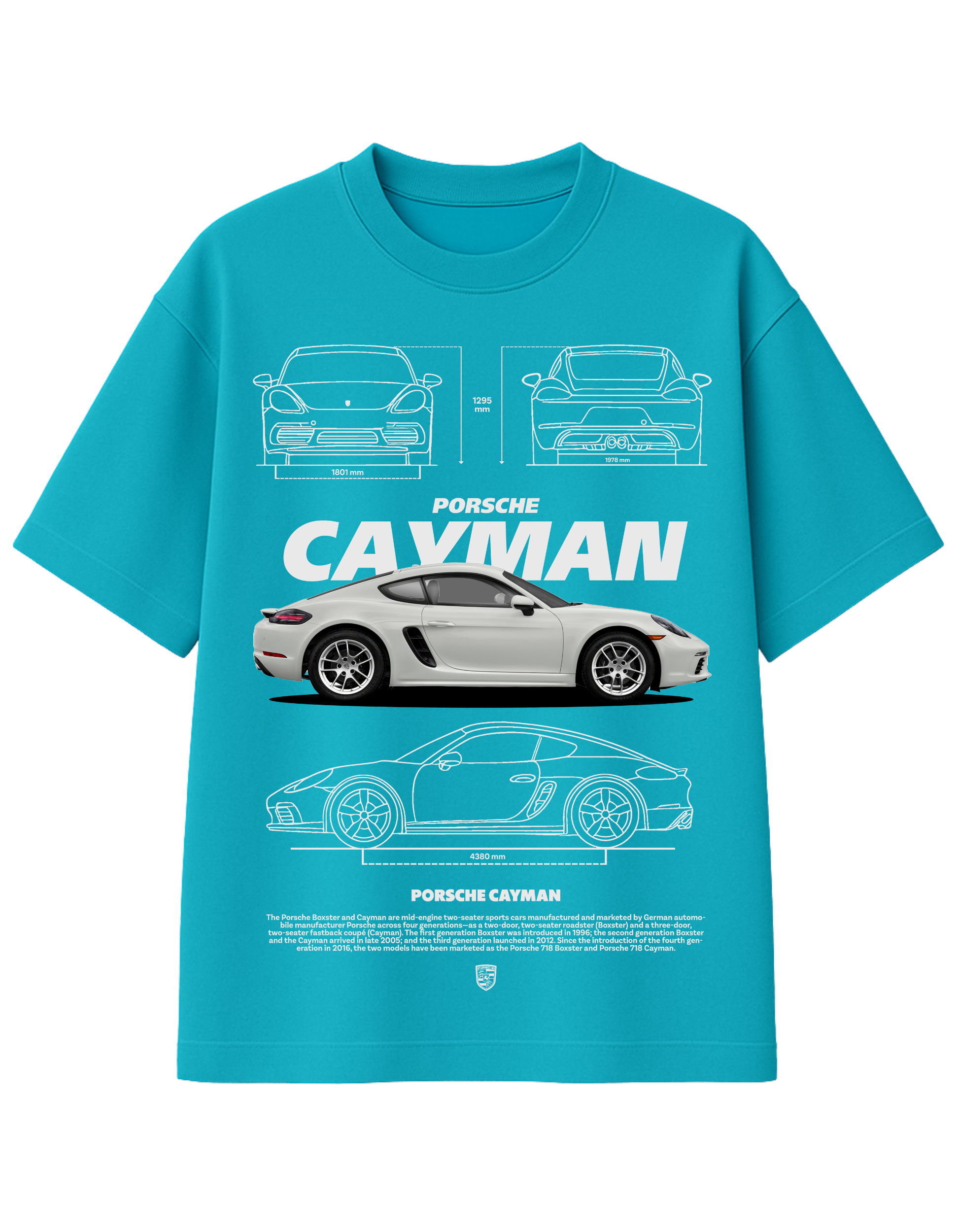 Porsche Cayman Blueprint Graphic T-Shirt  || oversize