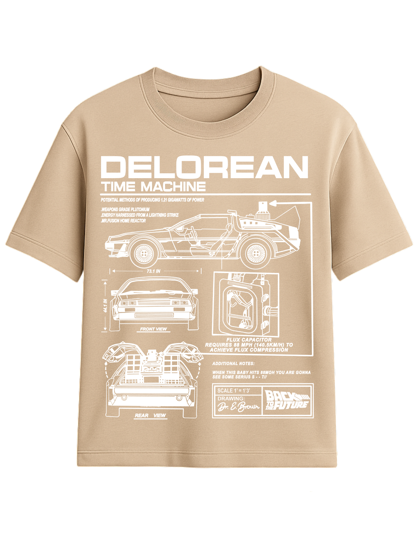DeLorean Time Machine Blueprint Graphic T-Shirt  || oversize