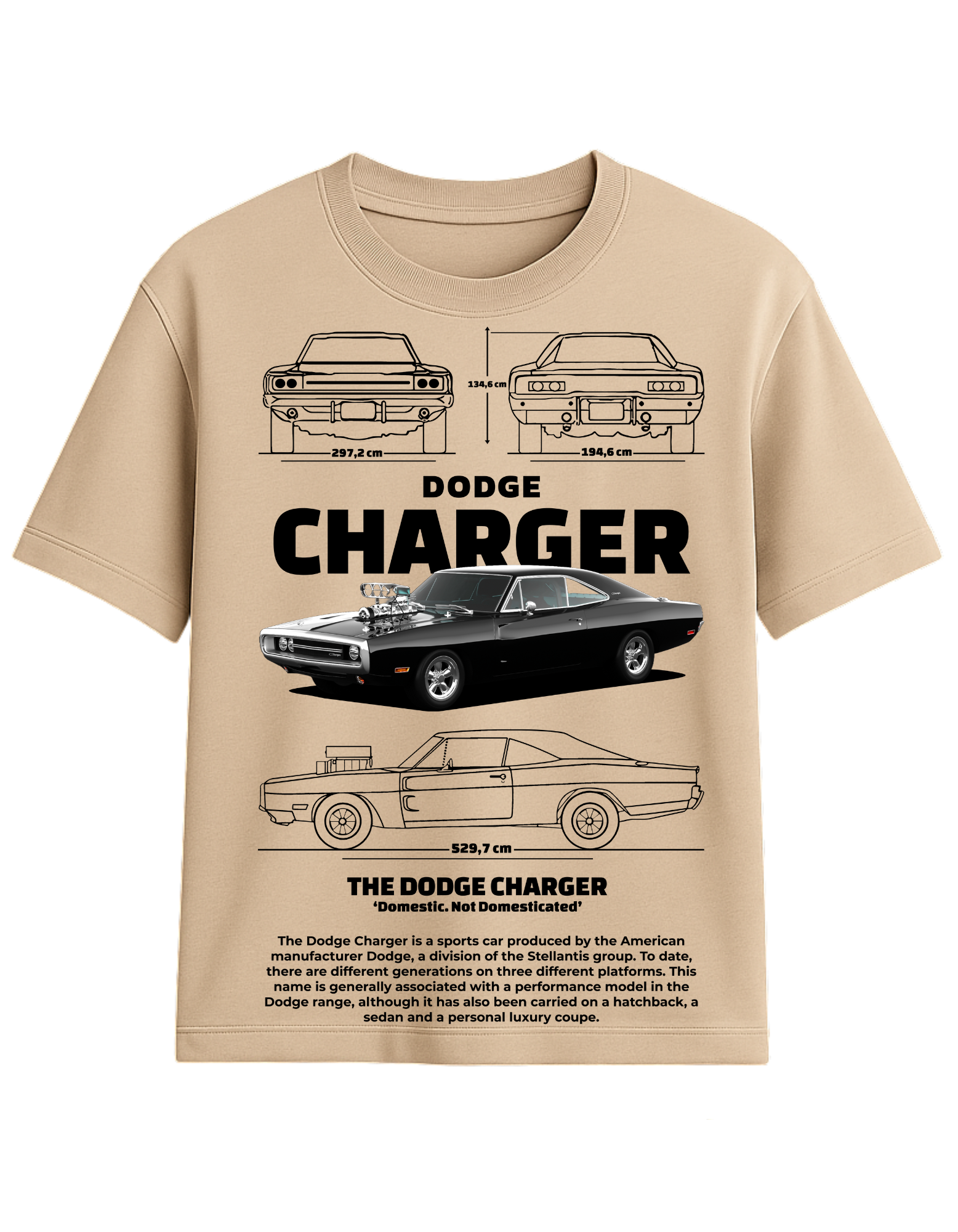 Dodge Charger Blueprint Oversized T-Shirt