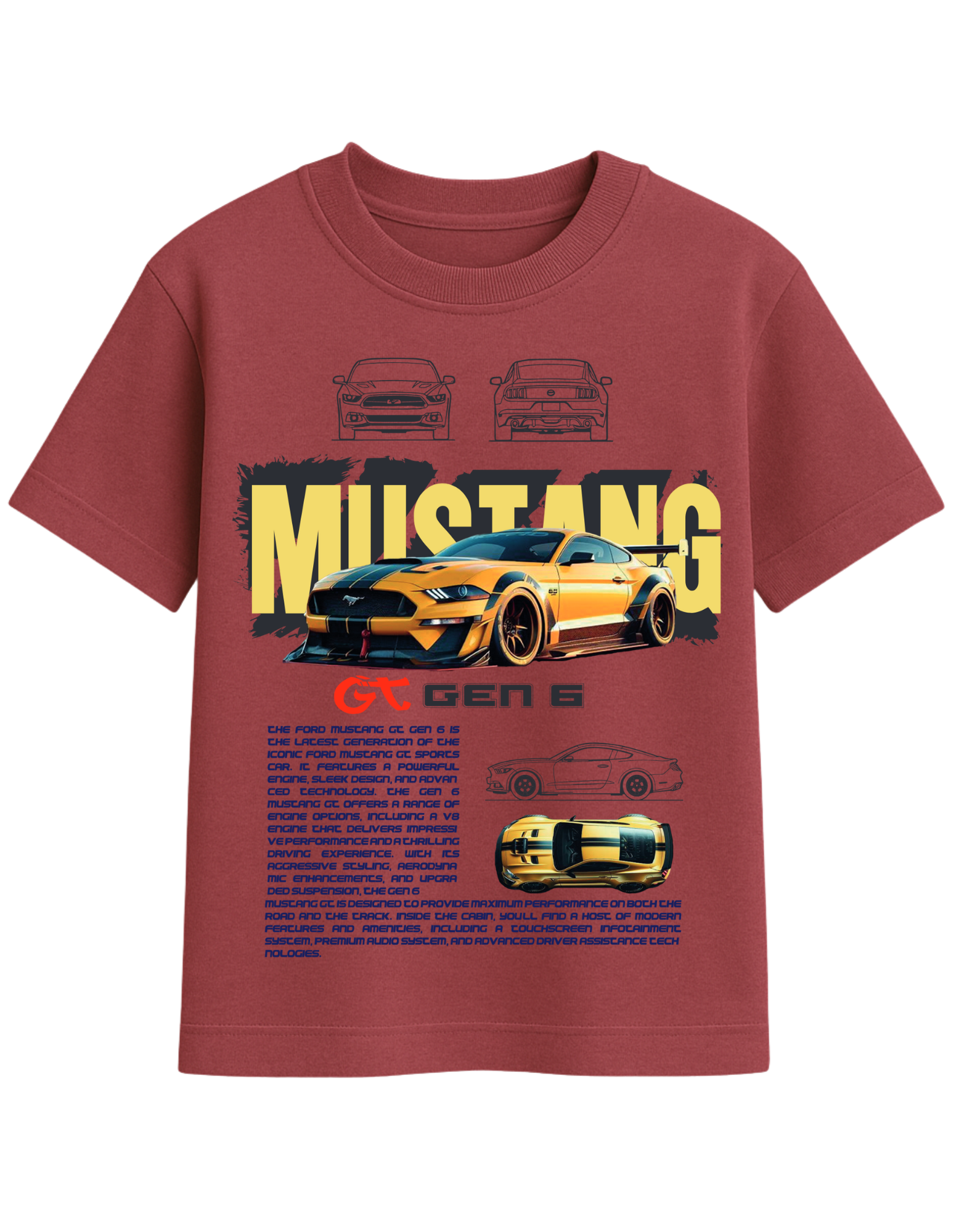 Mustang GT Gen 6 Graphic Printed T-Shirt  || oversize