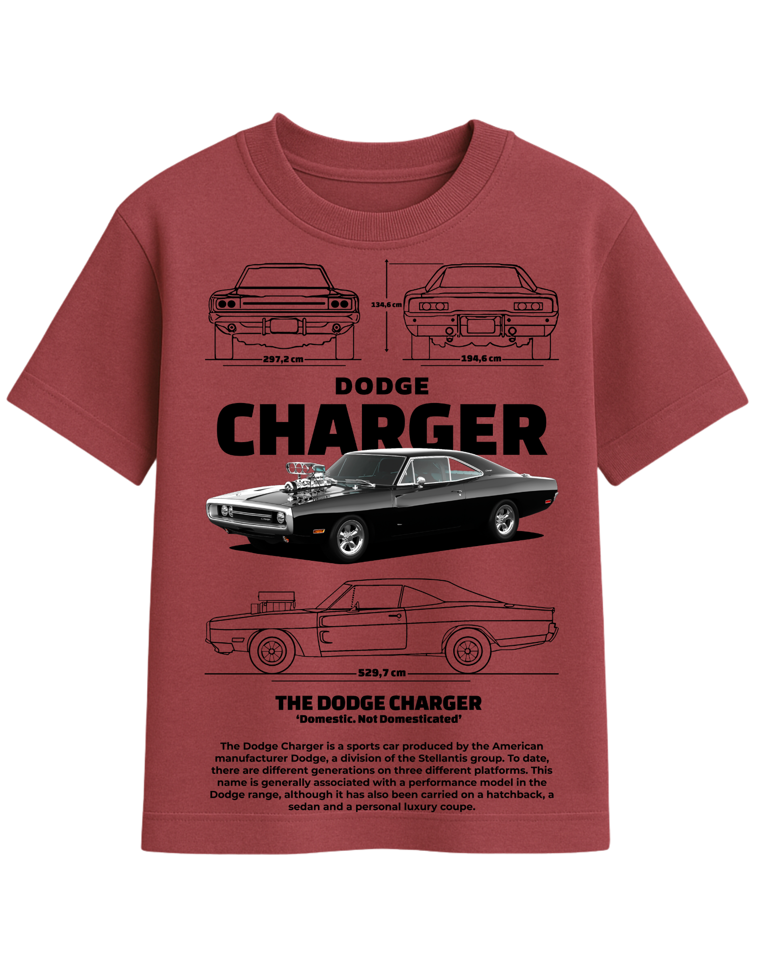 Dodge Charger Blueprint Oversized T-Shirt