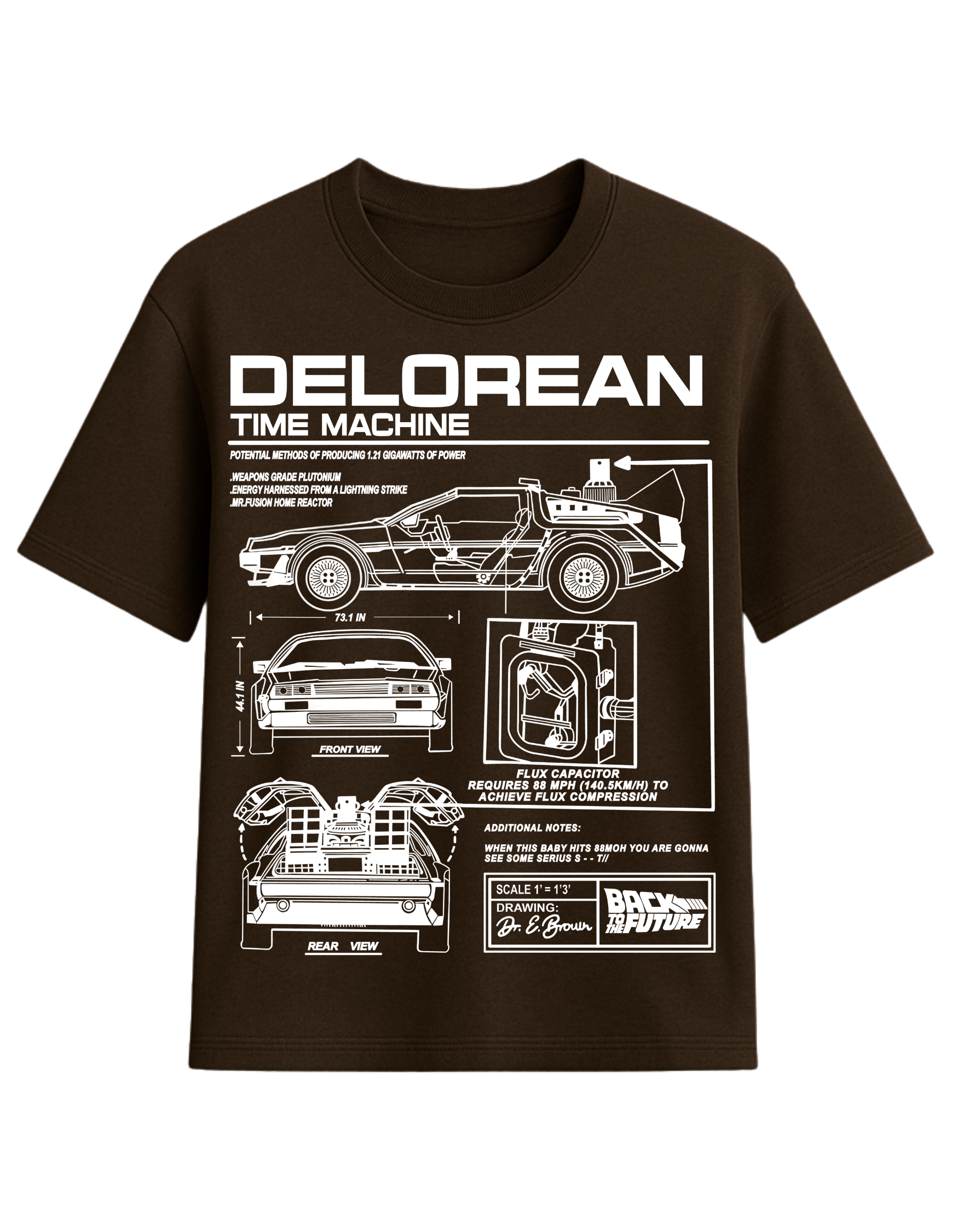 DeLorean Time Machine Blueprint Graphic T-Shirt  || oversize