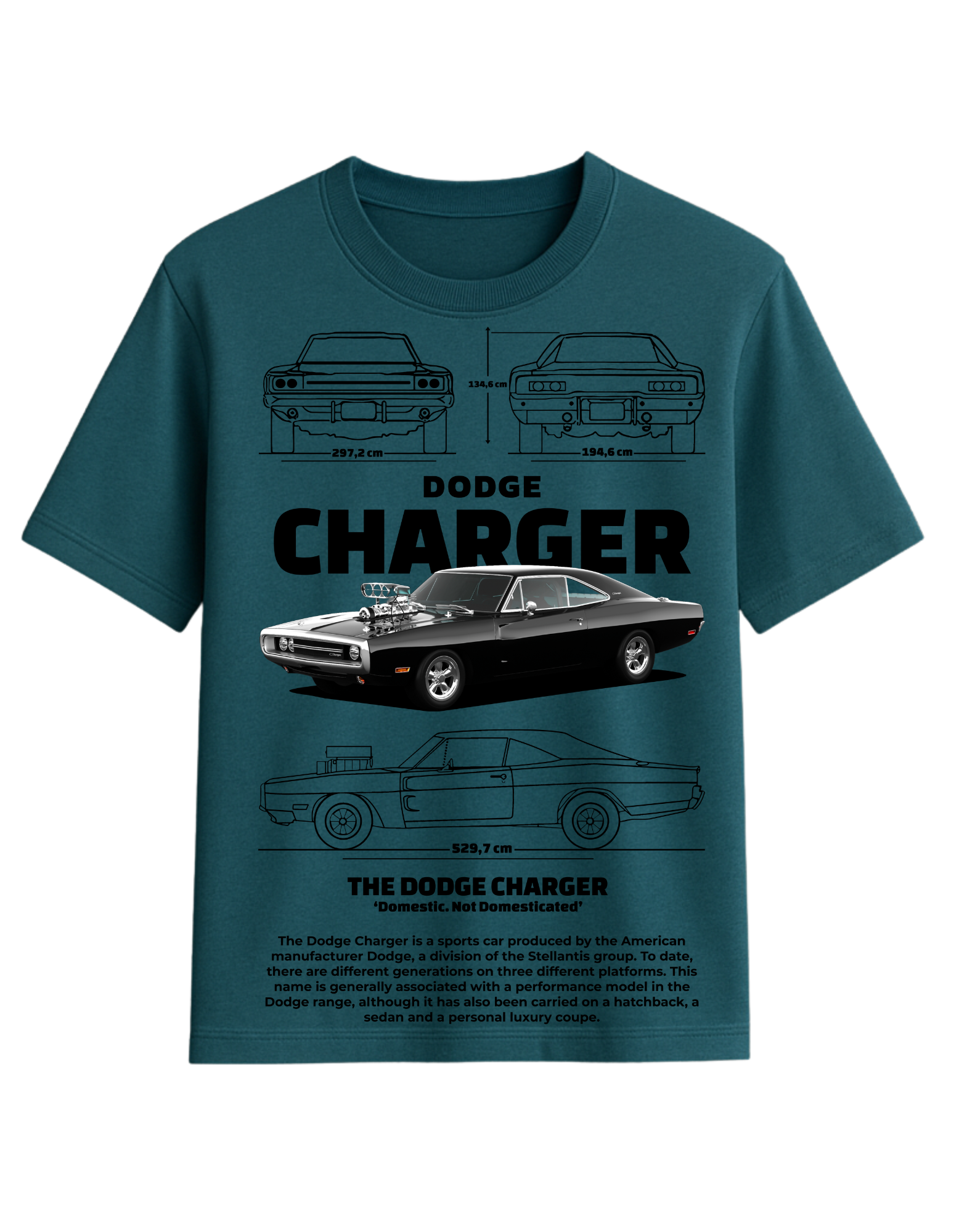 Dodge Charger Blueprint Oversized T-Shirt