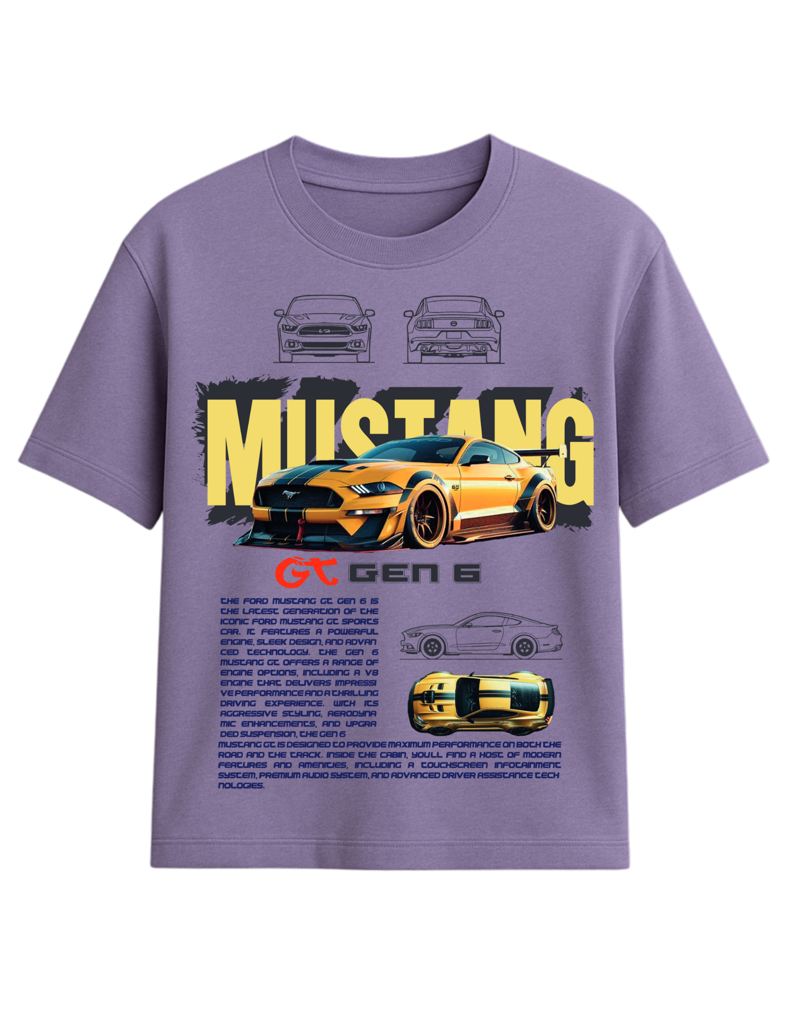 Mustang GT Gen 6 Graphic Printed T-Shirt  || oversize
