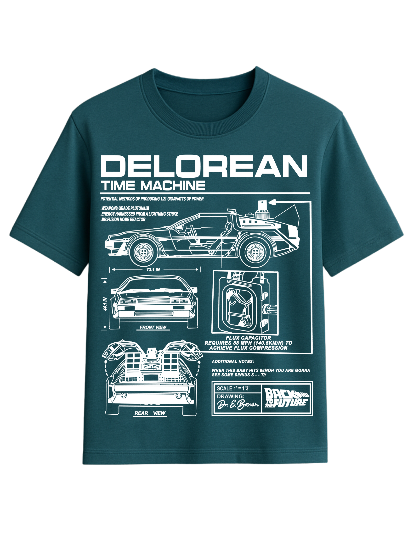 DeLorean Time Machine Blueprint Graphic T-Shirt  || oversize