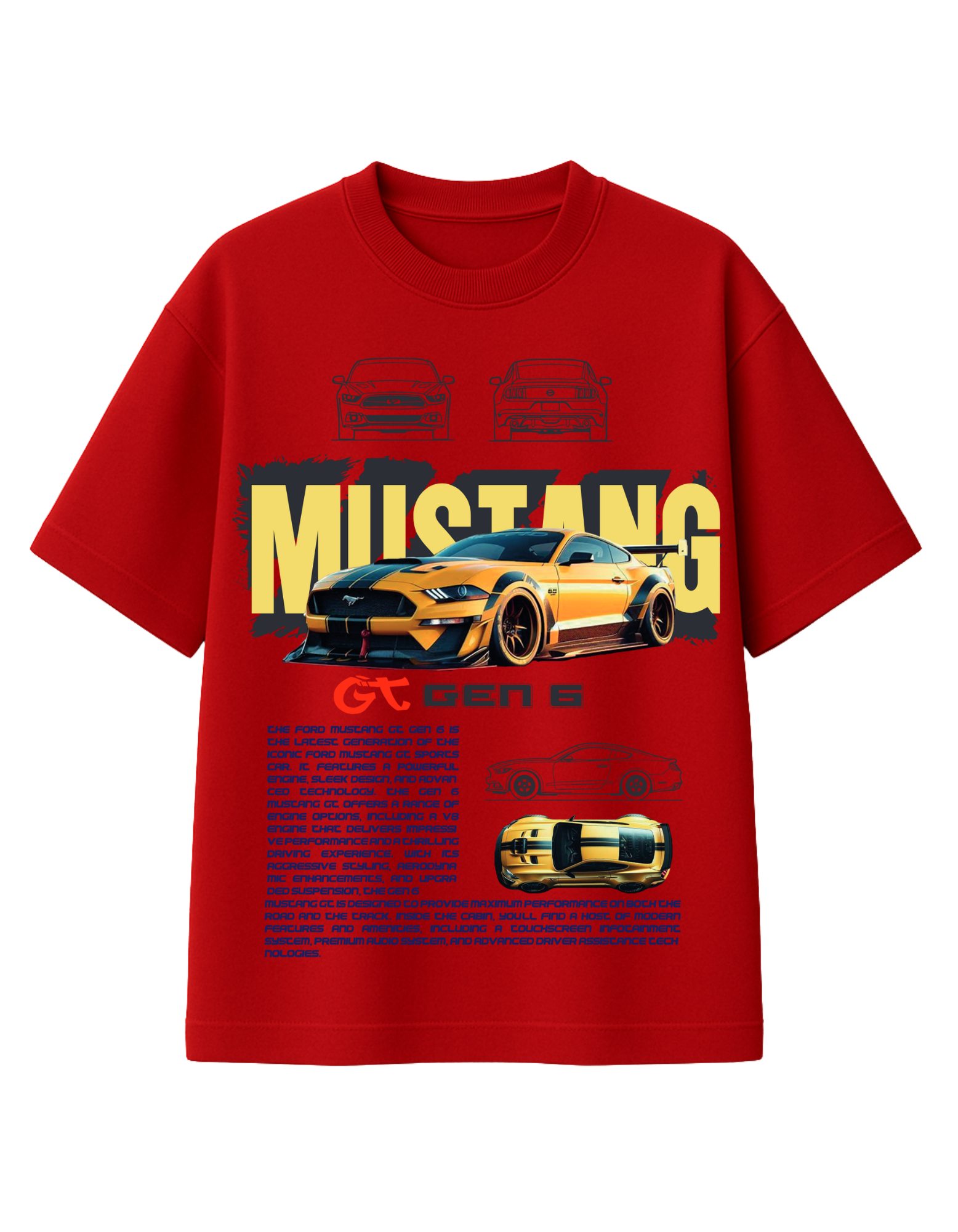 Mustang GT Gen 6 Graphic Printed T-Shirt  || oversize