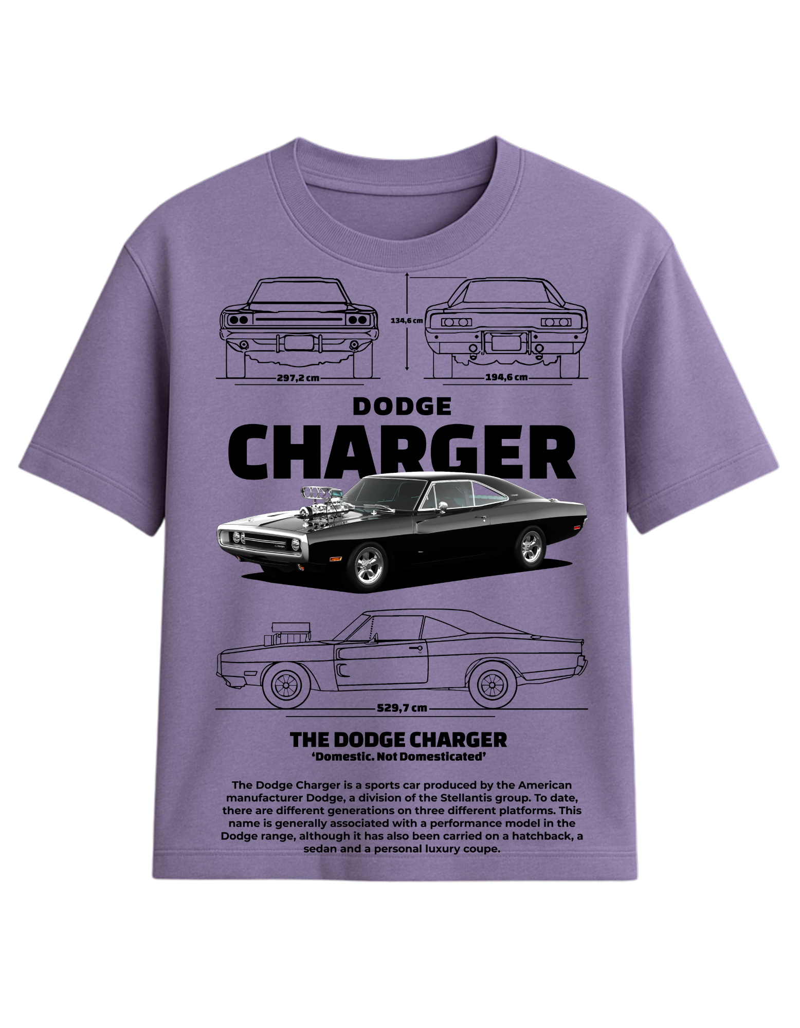 Dodge Charger Blueprint Oversized T-Shirt