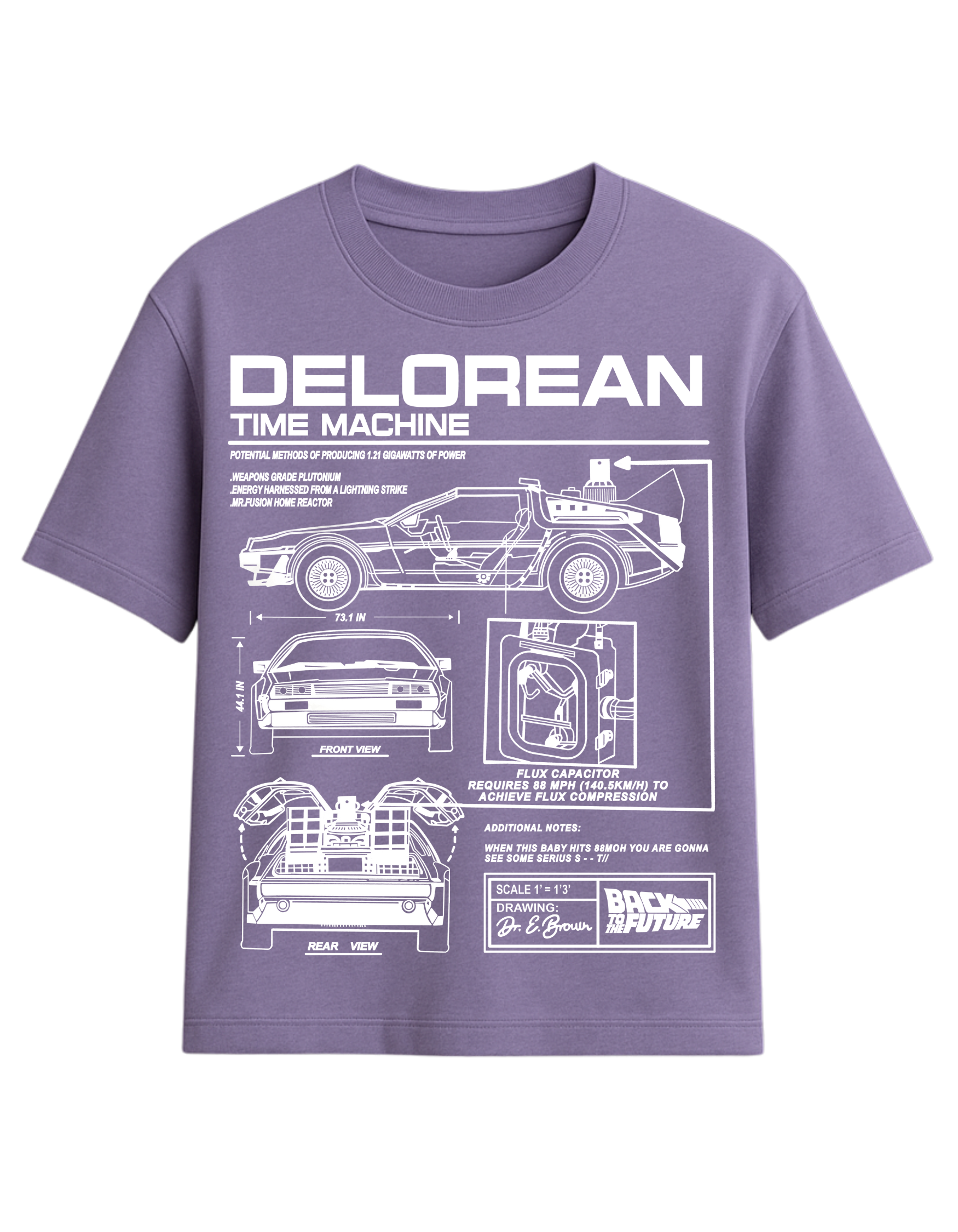 DeLorean Time Machine Blueprint Graphic T-Shirt  || oversize