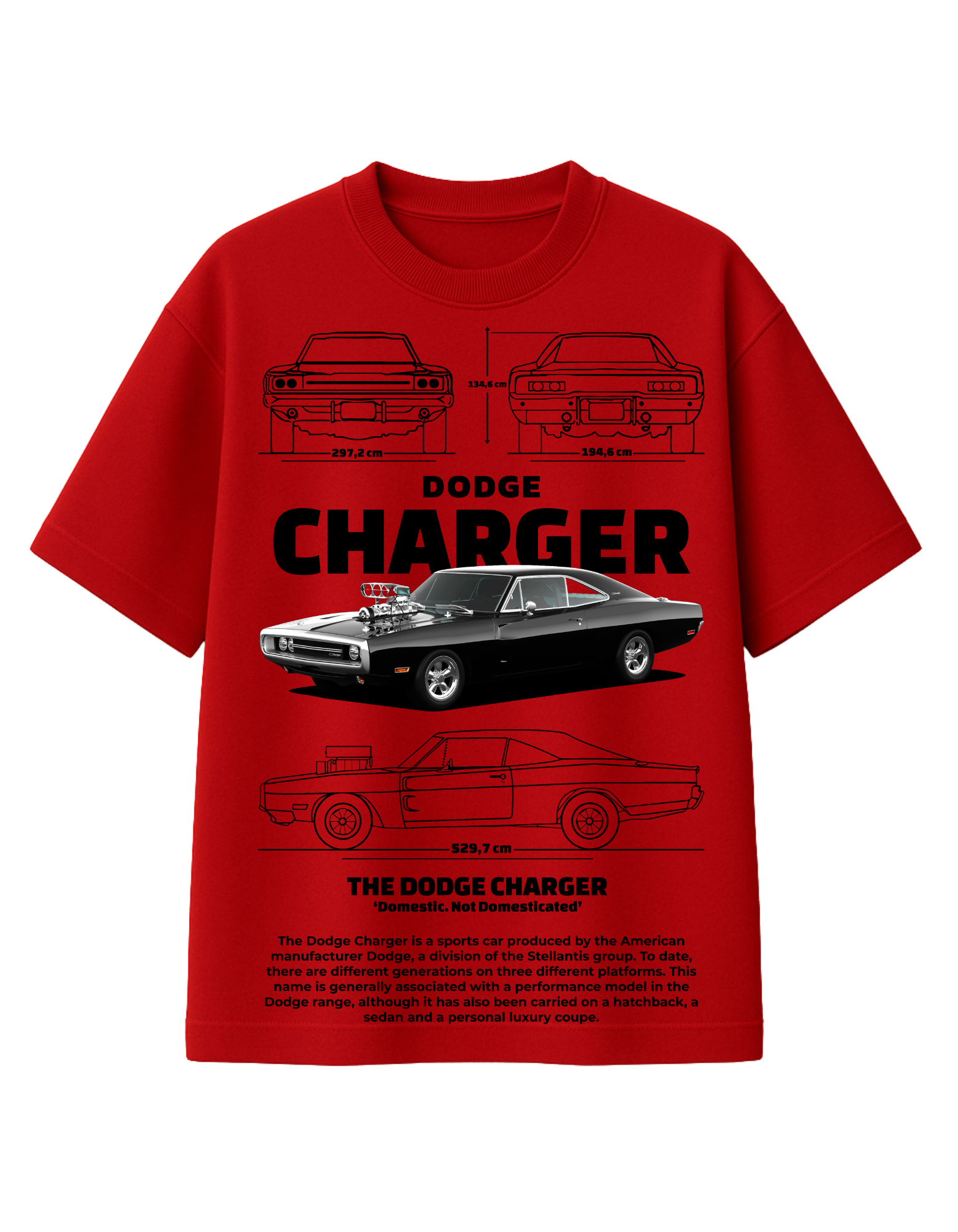Dodge Charger Blueprint Oversized T-Shirt