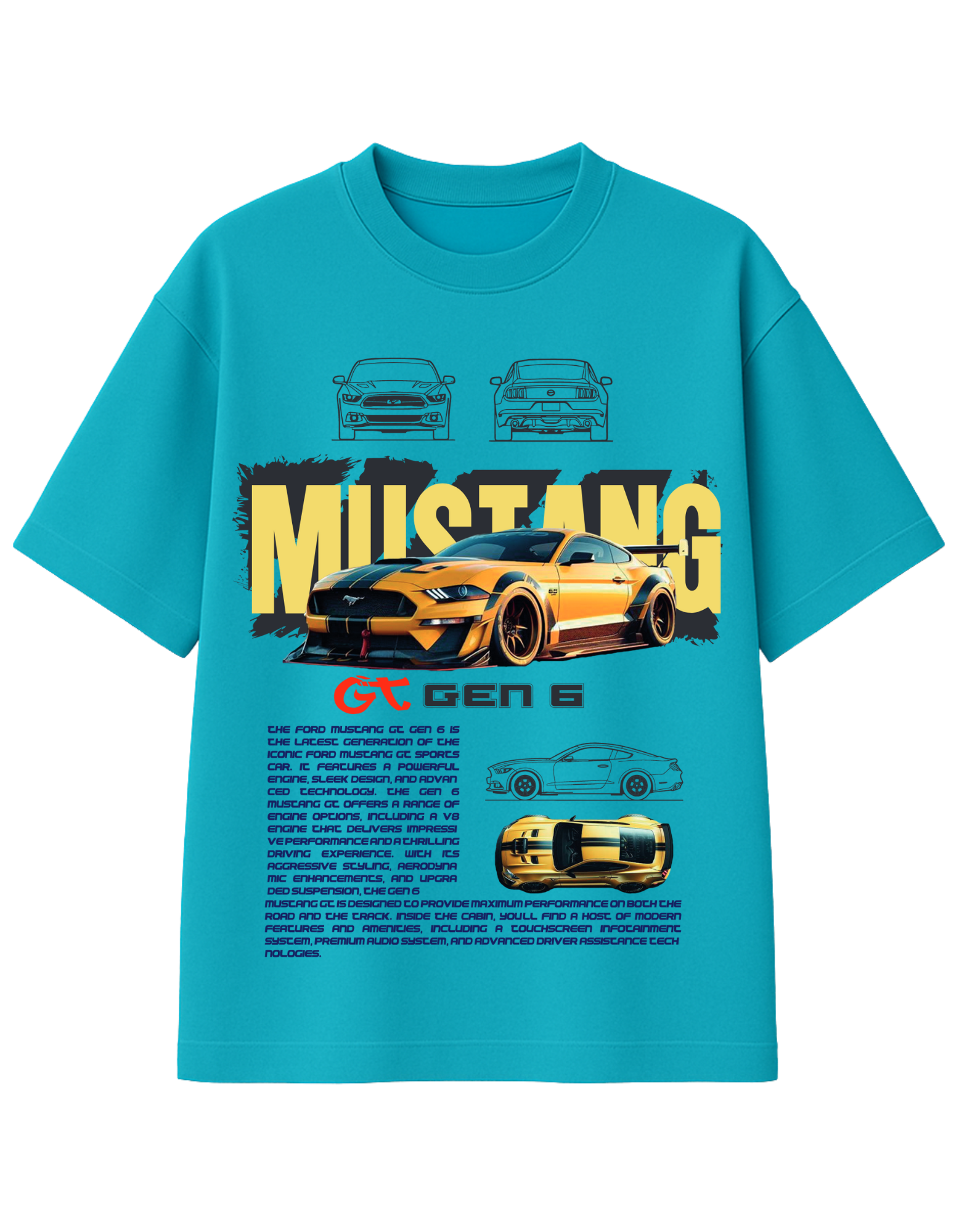 Mustang GT Gen 6 Graphic Printed T-Shirt  || oversize