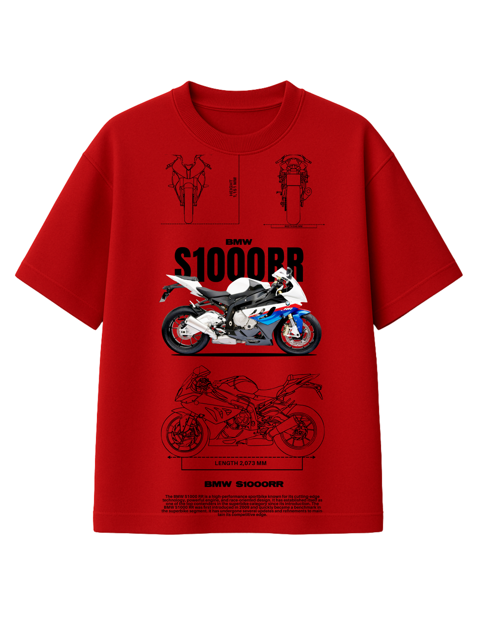 BMW S1000RR Blueprint Edition Graphic T-Shirt || oversize