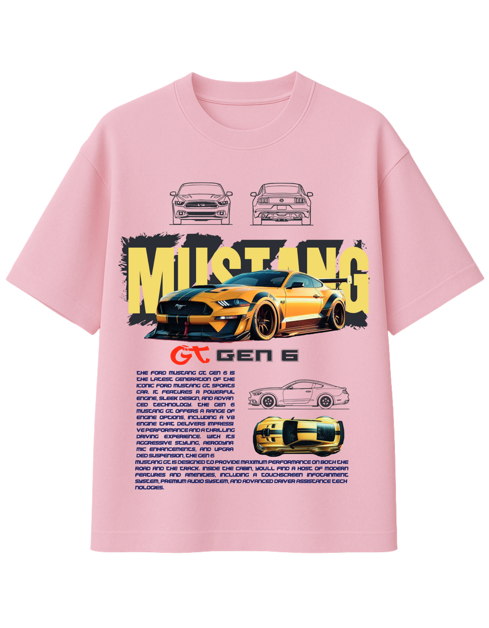 Mustang GT Gen 6 Graphic Printed T-Shirt  || oversize