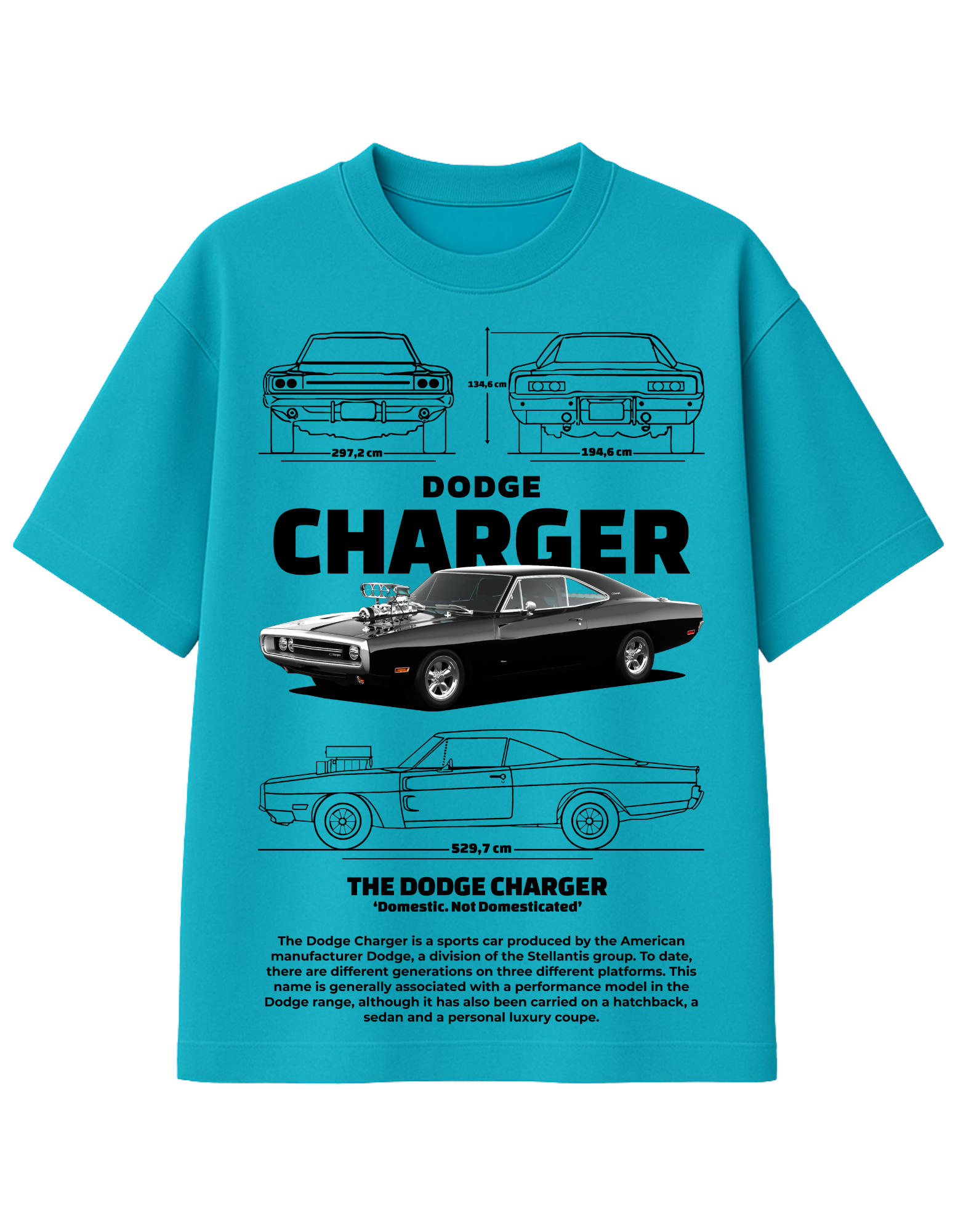 Dodge Charger Blueprint Oversized T-Shirt