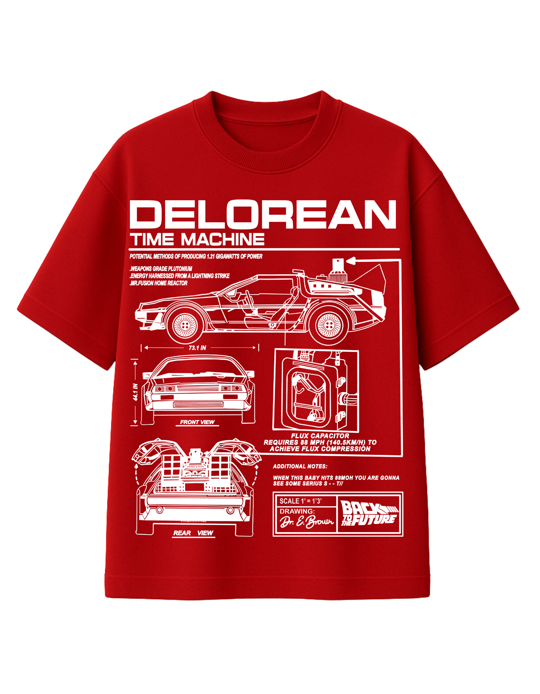 DeLorean Time Machine Blueprint Graphic T-Shirt  || oversize