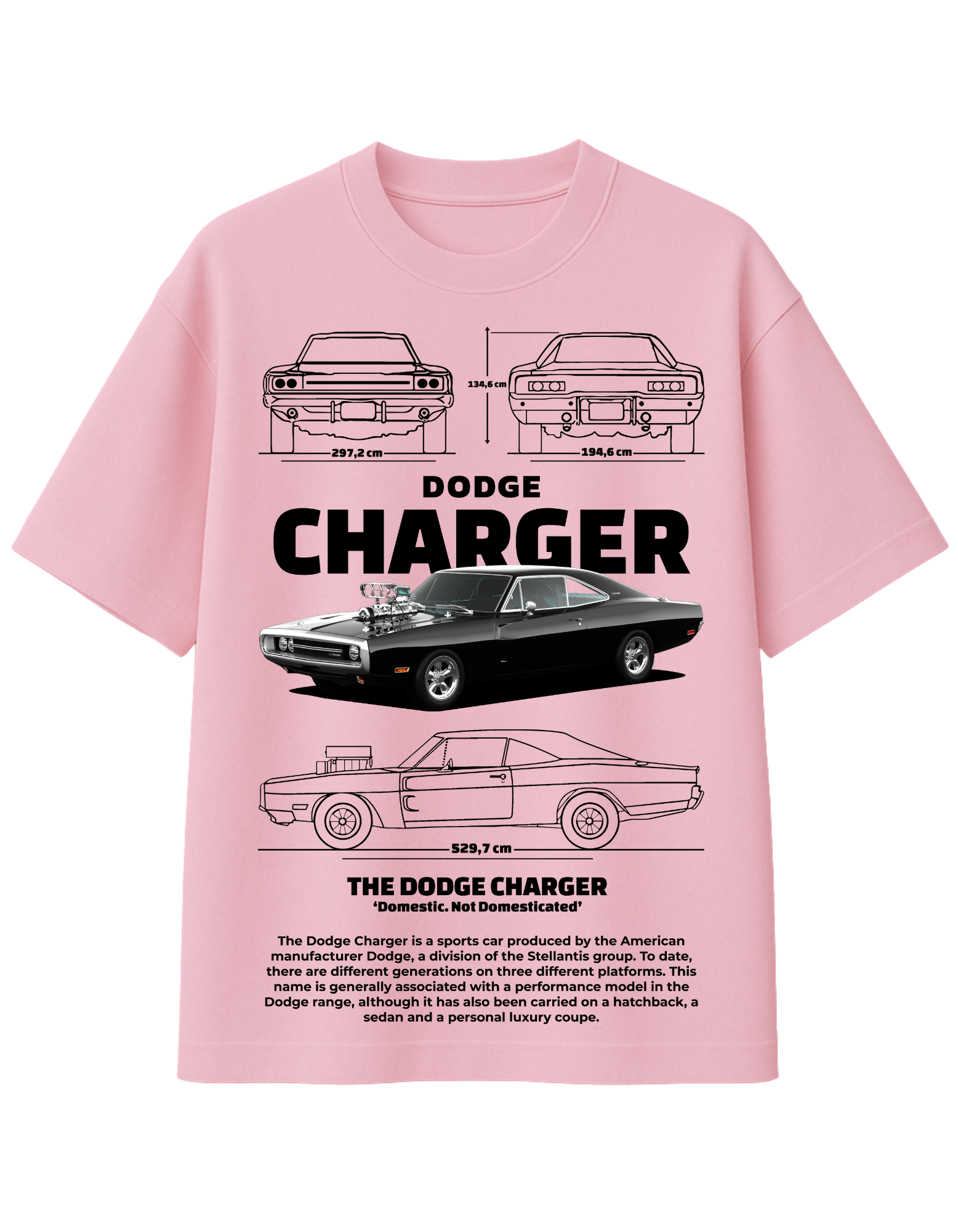 Dodge Charger Blueprint Oversized T-Shirt