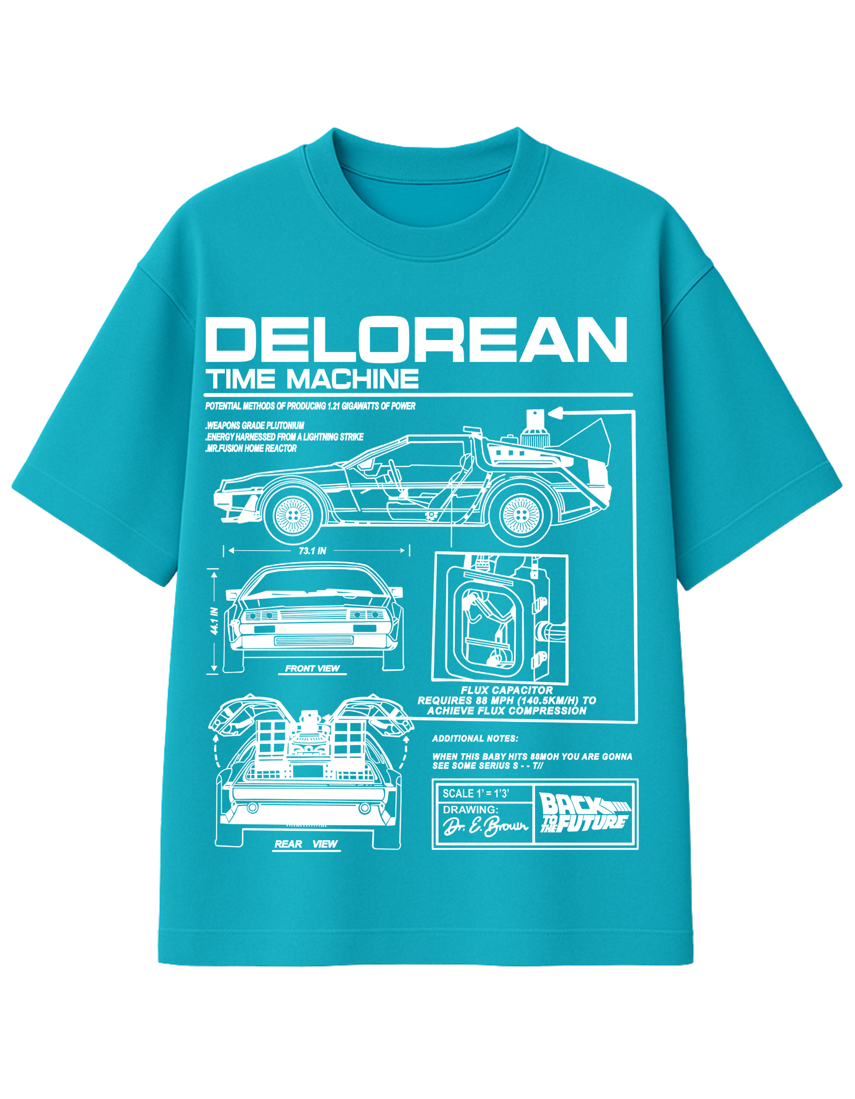 DeLorean Time Machine Blueprint Graphic T-Shirt  || oversize