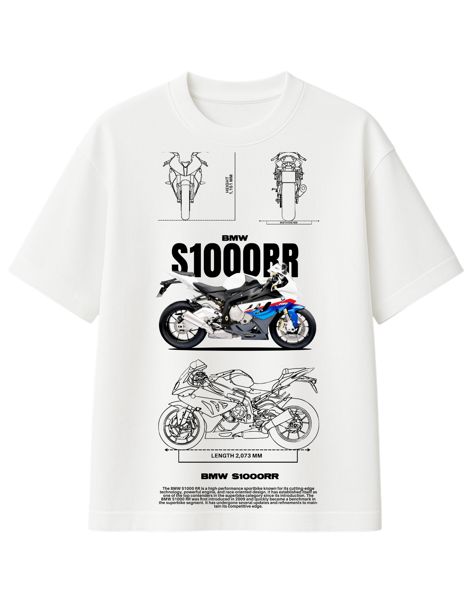 BMW S1000RR Blueprint Edition Graphic T-Shirt || oversize