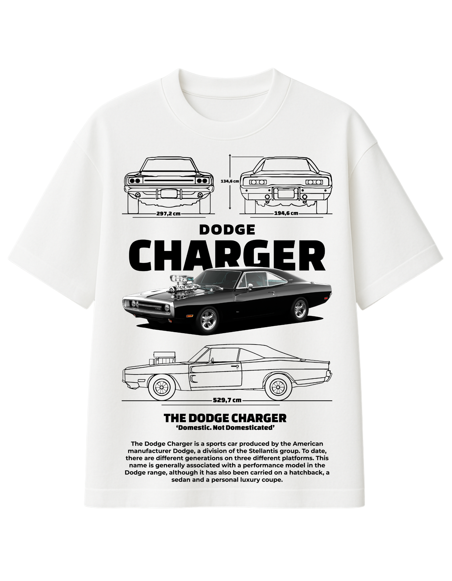 Dodge Charger Blueprint Oversized T-Shirt