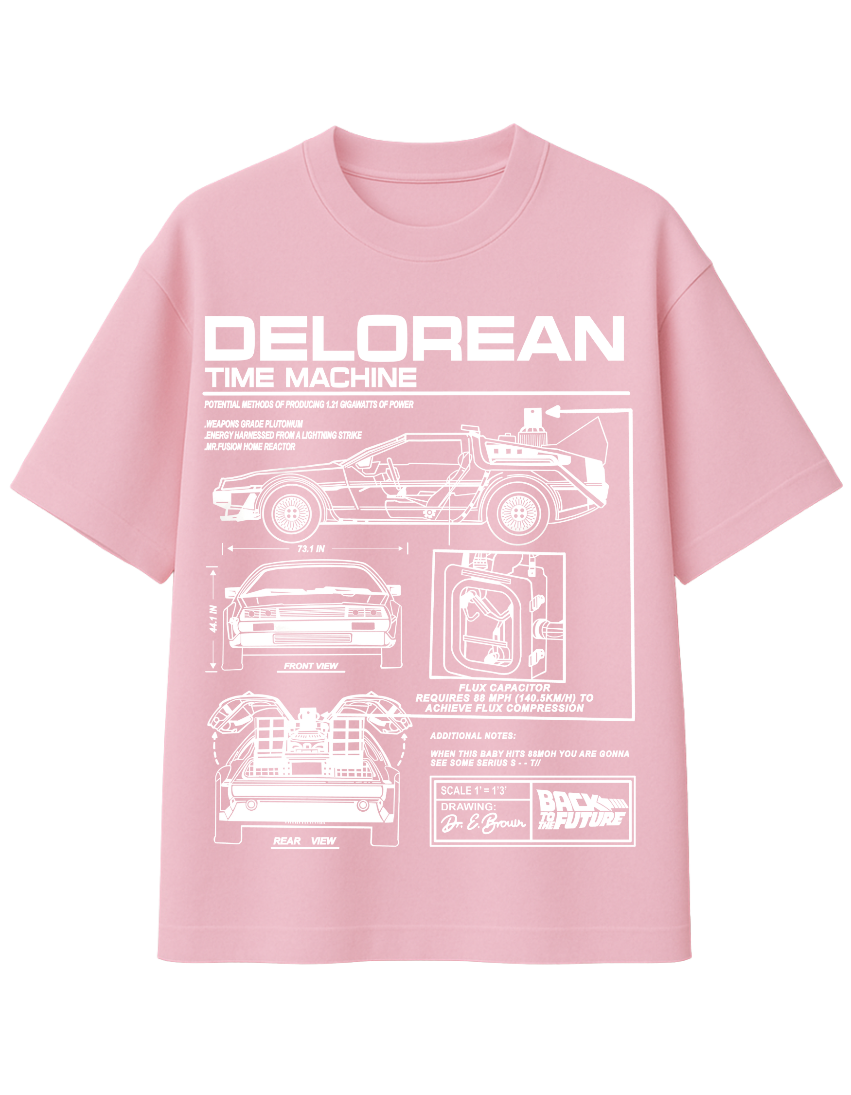 DeLorean Time Machine Blueprint Graphic T-Shirt  || oversize